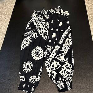 Anthropologie Black and White Patterned Joggers